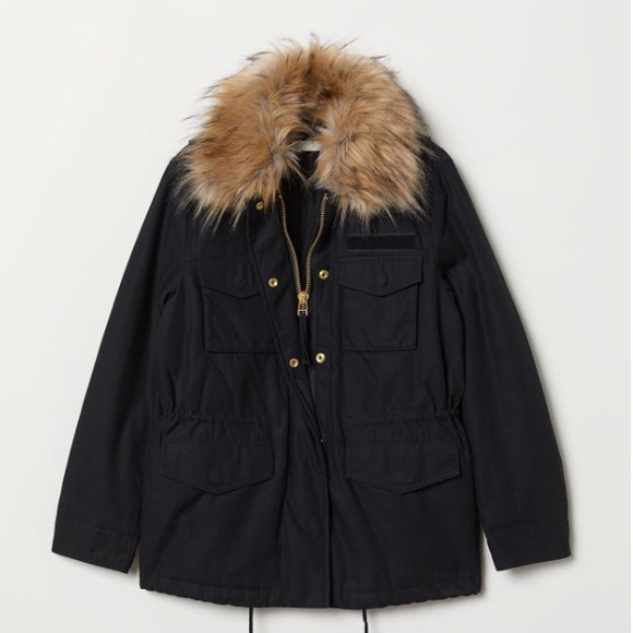 H&m faux fur trim short parka - Picture 1 of 3